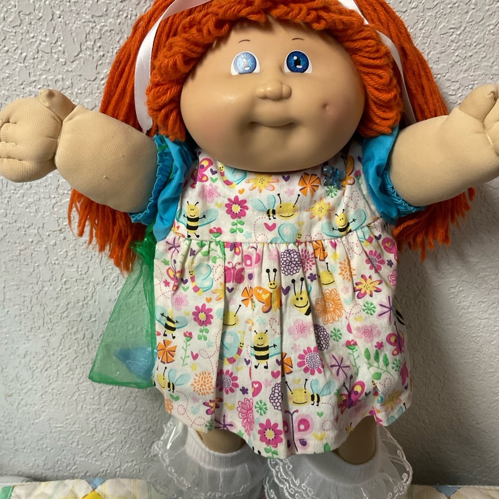 Vintage Cabbage Patch Kid Girl Hong Kong Red Hair Blue Eyes Head Mold #3 1985